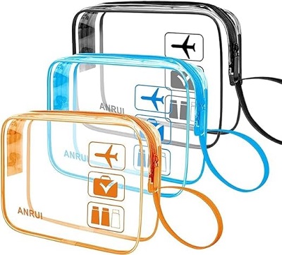 9. Anrui Transparent Toiletry Travel Bag Set